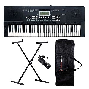 Teclado Roland KB-330 Revas - Arranjador 61 Teclas + Suporte em X + Capa + Pedal