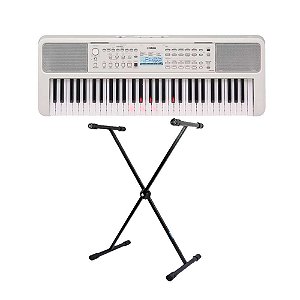 Kit Teclado Musical Yamaha EZ-310 Branco + Suporte Em X