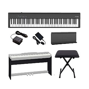 Piano Digital Roland FP-30X Preto 88 Teclas BK + Estante + Banqueta