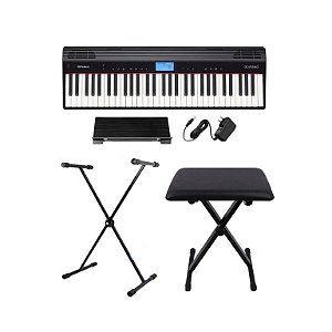 Teclado Roland Go Piano 61 Teclas - GO-61P + Suporte Em X + Banqueta