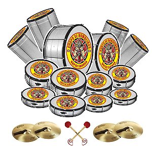 Kit Fanfarra Banda Bombeiros 16 Instrumentos de Percussão + Brinde