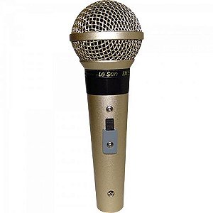 Microfone Profissional SM-58 P4 Cardióide Com Fio Champanhe Leson