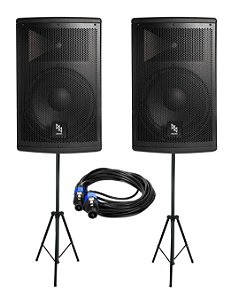Kit Caixa de Som Ativa + Passiva MK-12 500W RMS Makpro