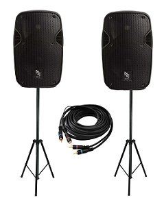 Kit Caixa de Som Ativa MK-8A Makpro 200W RMS + Tripe + Cabo
