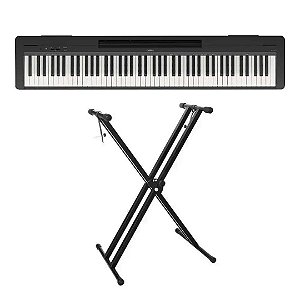 Piano Digital Yamaha Bluetooth P-145 - 88 Teclas GHC Toque Realista + Suporte em X