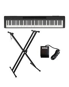 Piano Digital Yamaha P-145 Bluetooth - 88 Teclas GHC Toque Realista + Suporte em X + Pedal Sustein