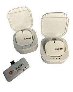 Microfone de Lapela sem Fio Kadosh Duplo KVLOG2 WH Branco