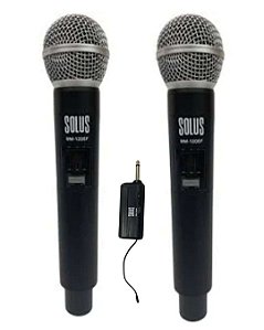 Microfone Sem Fio Duplo Solus MM120D preto