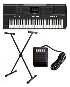 Kit Teclado Yamaha PSR-E483 + Pedal + Suporte em X