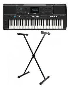 Kit Teclado Yamaha PSR-E483 + Suporte em X