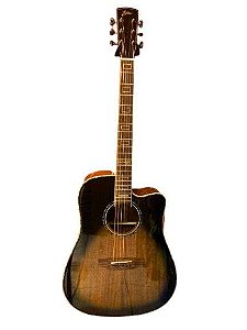 Violão Cutaway Zellmer Eletroacústico Heritage Greyburst Brilhante