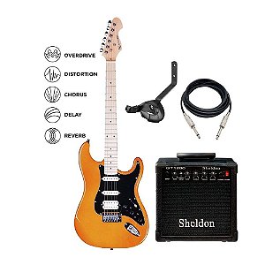 Kit Guitarra Elétrica com Efeitos Michael GMS250 Amber