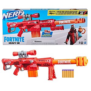 Lançador de Dardos Nerf Fortnite Heavy SR Hasbro + 6 Dardos