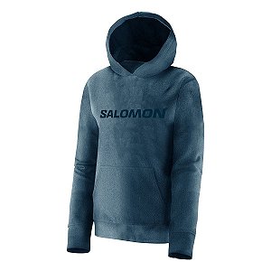 Moletom Canguru Fleece Salomon Polar LT Hoodie Com Capuz Azul Feminino