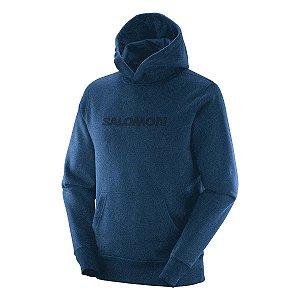 Moletom Canguru Fleece Salomon Polar LT Hoodie Com Capuz Azul Masculino