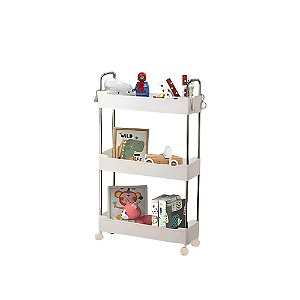 Prateleira Móvel 3 Andares Branca com Rodízios Rio Home