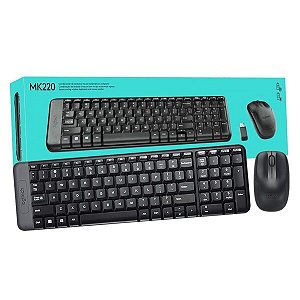 KIT MOUSE E TECLADO LOGITECH MK220 SEM FIO PTO