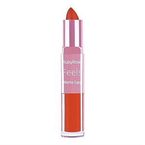 BATOM LÍQUIDO E BATOM EM BALA FEELS COR 309 HB-8608 RUBY ROSE