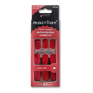 UNHAS POSTIÇAS AUTOCOLANTES VERMELHO UP704 MACRILAN