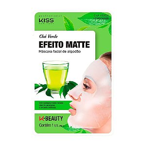 MÁSCARA FACIAL DE ALGODÃO EFEITO MATTE COM CHÁ VERDE KISS NEW YORK