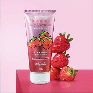 LOÇÃO HIDRATANTE CORPORAL TENTAÇÃO DE MORANGO 200G KAMALEÃO COLOR