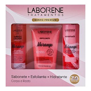 KIT PRESENTE BANHO PREMIUM 3 ITENS MORANGO LABORENE