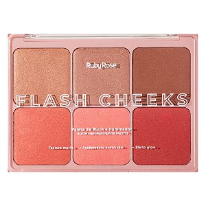 PALETA DE BLUSH E ILUMINADOR FLASH CHEEKS HB-M1000 RUBY ROSE