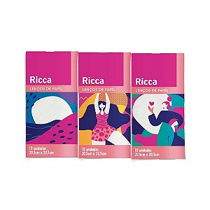 LENÇOS DE PAPEL FOLHAS TRIPLAS 10 UNIDADES 3704 RICCA