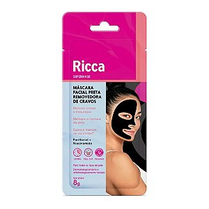 MÁSCARA FACIAL PRETA REMOVEDORA DE CRAVOS PEEL OFF SACHÊ 8G 3747 RICCA
