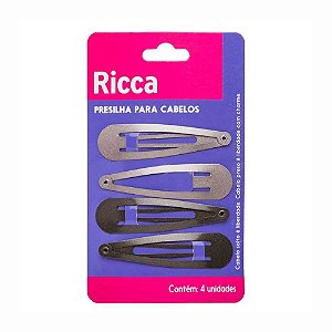 PRESILHA TIC TAC METALLIC BRUNETTE COM 4 UNIDADES 1766 RICCA