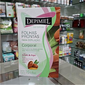 FOLHAS PRONTAS PRA DEPILAÇÃO CORPORAL 16 FOLHAS EXTRATO DE ARGAN 1256 DEPIMIEL