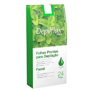 FOLHAS PRONTAS PARA EPILAÇÃO FACIAL HORTELÃ 24 FOLHAS DEPILFLAX