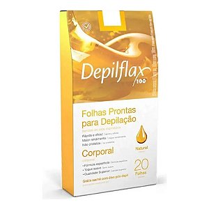 FOLHAS PRONTAS PARA EPILAÇÃO CORPORAL NATURAL 20 FOLHAS DEPILFLAX
