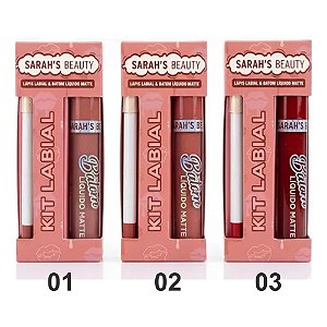 KIT LÁPIS LABIAL + BATOM LÍQUIDO MATTE S6597 SARAH'S BEAUTY