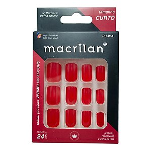 UNHAS POSTIÇAS VERMELHO ESCURO TAMANHO CURTO UP208A MACRILAN
