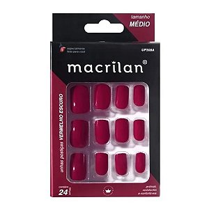 UNHAS POSTIÇAS VERMELHO ESCURO TAMANHO MÉDIO UP308A MACRILAN