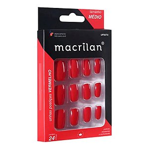 UNHAS POSTIÇAS VERMELHO TAMANHO MÉDIO UP307A MACRILAN