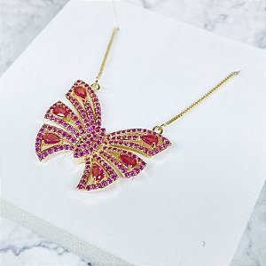 Gargantilha Borboleta Banhada a Ouro - GARG373