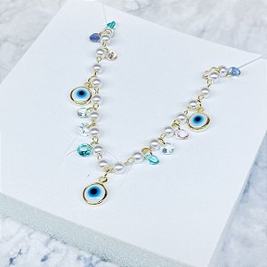 Gargantilha Olho Grego Banhada a Ouro - GARG596