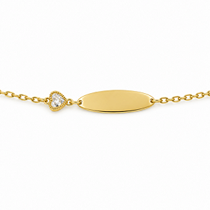 Pulseira Infantil C/ placa para gravar Nome Banhada a Ouro - P770