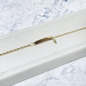 Pulseira Infantil C/ placa para gravar Nome Banhada a Ouro - P774