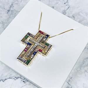 Gargantilha Crucifixo Banhada a Ouro - GARG1157