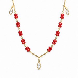 Gargantilha Pedra Natural Banhada a Ouro - GARG1202