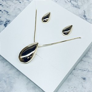 Conjunto de Brincos e Gargantilha Banhado a Ouro - CJ649
