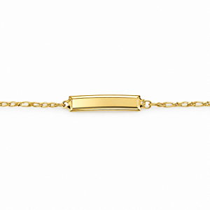 Pulseira Infantil C/ placa para gravar Nome Banhada a Ouro - 12cm - P1006