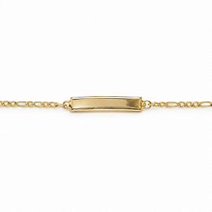 Pulseira Infantil C/ placa para gravar Nome Banhada a Ouro - 14cm - P1009