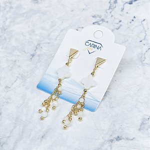 Brinco Banhado a Ouro Pedra Natural - BR3682