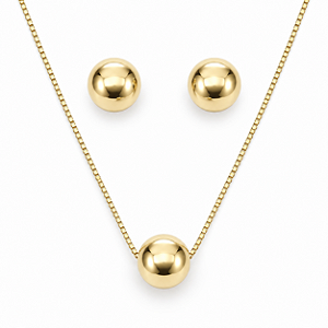 Conjunto de Brincos e Gargantilha Banhado a Ouro - CJ682