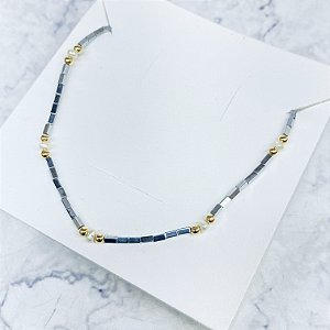 Gargantilha Pedra Natural Banhada a Ouro - GARG1632