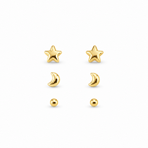 Trio Brincos Banhado a Ouro - BR4070